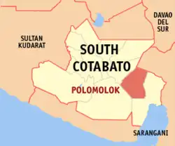 Map of South Cotabato with Polomolok highlighted
