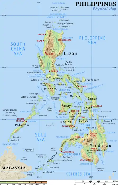 Physical map of the Philippines