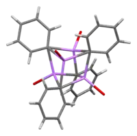 Stick model of the crystal structure of the phenyllithium etherate tetramer - ether ethyl groups omitted for clarity