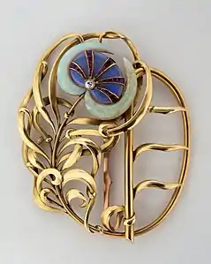 Philippe Wolfers, Plumes de Paon ("Peacock Feathers"), belt buckle (1898)