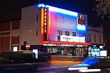 Phoenix Cinema, East Finchley, Exterior at night