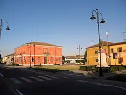 Guglielmo Marconi Square and Town Hall in the centre of Bagnolo di Po
