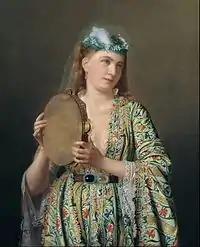 Lady from the Ottoman Court playing the Def. Painting by Pierre-Désiré Guillemet, 1875.