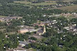 Aerial view of Pierz, note St. Joseph's Church near the center