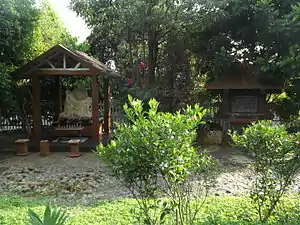 Pietà and first Station of the Cross in the Prayer Garden.