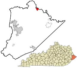 Location in Pike County and the state of Kentucky.