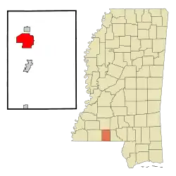 Location of McComb Mississippi