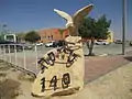 A sculpture of 140 Squadron "Golden Eagle" at Nevatim Air Base