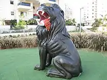 The lion that loved strawberry, story garden in Holon, by sculptor Asaf Lifshitz