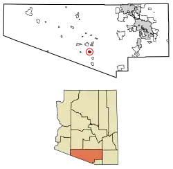 Location of Topawa in Pima County, Arizona.