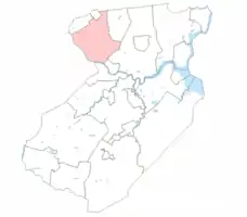 Location of Piscataway Township highlighted in Middlesex County.