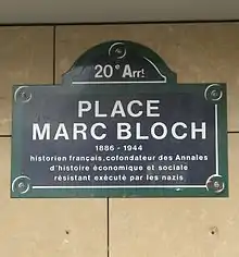 Street sign for Marc-Bloch, Paris 20