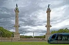 The two rostral columns of the place des Quinconces in Bordeaux, France.