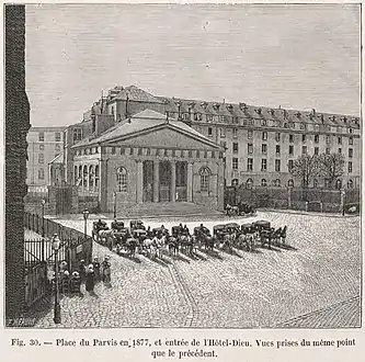 View of the parvis in 1877 facing south