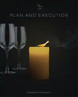 Poster for the episode featuring two wine glasses and a candle.