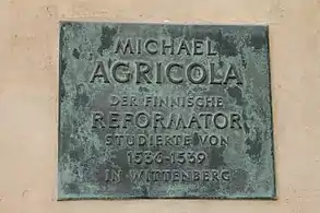 Plaque to Agricola in Wittenberg