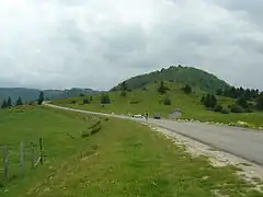 The Pierrefite cabin to the right, 4 kilometres (2.5&nbsp;mi) from the finish