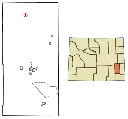 Location of Glendo in Platte County, Wyoming.