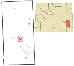 Location in Platte County and the state of Wyoming.