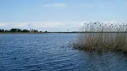 View from Podmotsa over the bay to Kulje, Russia.