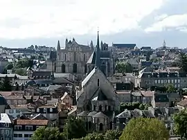 Historic centre of Poitiers with Church of Saint-Radegund, Cathedral of Saint-Pierre and Palace of Justice in the background