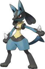 A bipedal blue and black jackal with tan fur on its torso. It has a spike on its chest(When hugged will poke through your heart), and on the end of its two arms(Which it uses to fire of steel moves). Similar to Kicks from the animal crossing series.