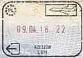 Exit stamp for air travel, issued at Rzeszów–Jasionka Airport