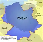 Map of Poland from the early 11th century shows Polish and Lithuanian lands separated by Old Prussian and Kiev Russian territories