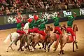 Pony Club Games team dressed as elves as part of the Christmas finale at Olympia 2017