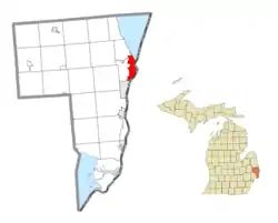Location of Port Hurton in St. Clair County (left) and of St. Clair County in Michigan