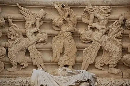 Angels blowing trumpets, Church of St. Trophime, Arles