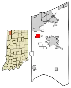 Location of Wheeler in Porter County, Indiana.
