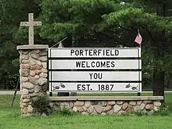 Porterfield welcome sign on Church Street