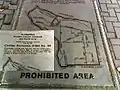A plaque of the exclusion order #26, showing the prohibited area.