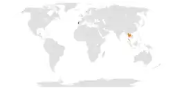 Map indicating locations of Portugal and Thailand