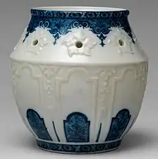 Rouen porcelain, pot pourri jar, Metropolitan Museum of Art, 5&nbsp;in (12.7&nbsp;cm) tall.