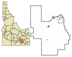 Location of American Falls in Power County, Idaho.