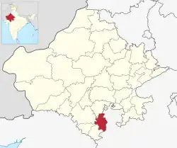 Location of Pratapgarh district in Rajasthan