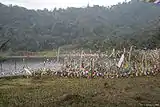 Prayer flags at Khecheolpalri Lake
