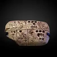 Pre-cuneiform tablet, end of the 4th millennium BC.
