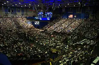 A crowd gathered for a speech by President Barack Obama in 2013