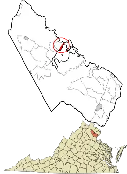 Location in Prince William County and the state of Virginia.