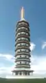 Artist impression of the Porcelain Tower before its destruction, based on the model displayed in the Nanjing Museum.
