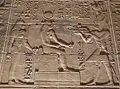 Ptolemy XII before Hathor and Philae, at the Hathor Temple, Dendera, which he built in 54 BC.