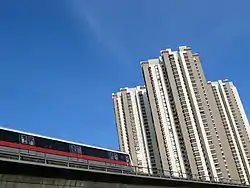 A view of Housing and Development Board flats and the East West MRT line in Commonwealth, Queenstown