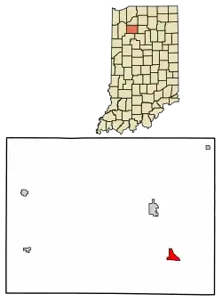 Location of Star City in Pulaski County, Indiana.