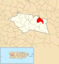 Location of Purísima Concepción within the municipality of Las Marías shown in red