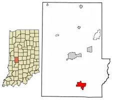 Location of Cloverdale in Putnam County, Indiana.