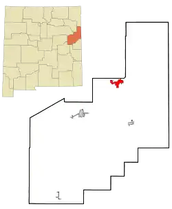 Location within Quay County and New Mexico
