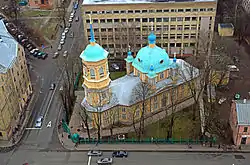 Orthodox Church of the Annunciation from the spire of the Academy of Sciences